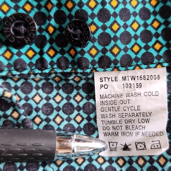 Cinch Western Pearl Snap Long Sleeve Shirt Turquoise Orange | Men's Size S - Picture 6 of 7